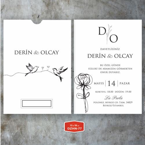 Davetiye Kodu: HN-77 özel zarflı ŞIK  13x18 davetiye